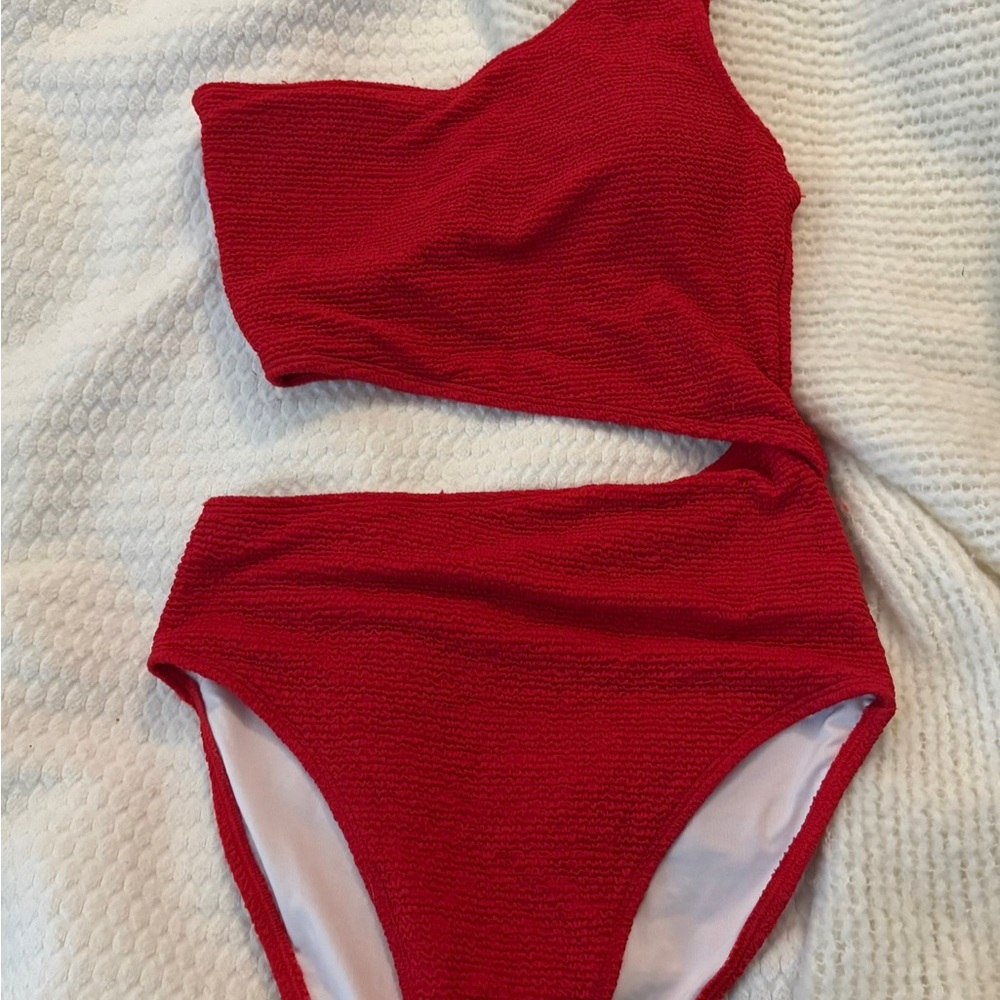 Red One-Shoulder Swimsuit
